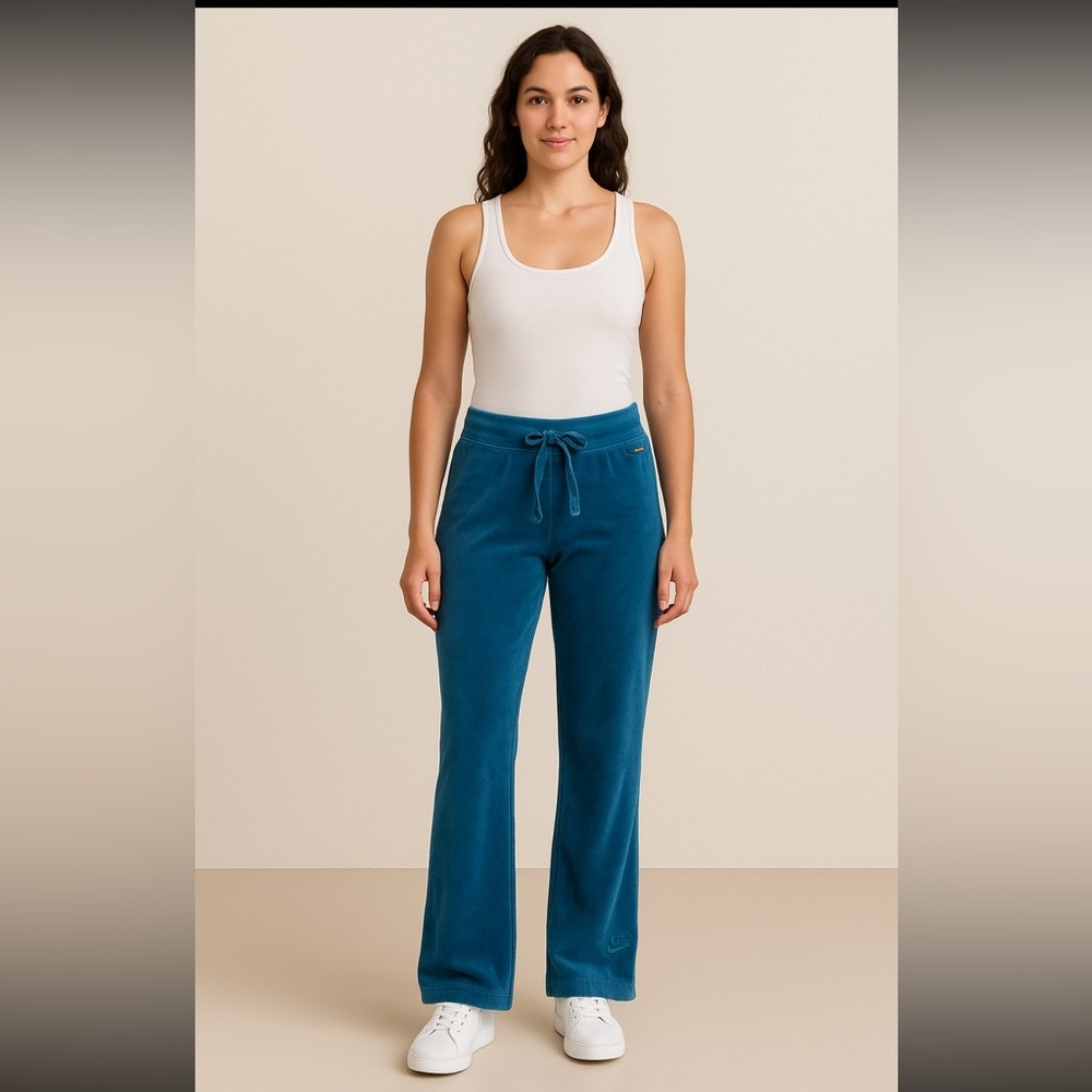 Nike Velour Teal Track Pants Small Y2K Retro‎ Lounge Sweatpants”